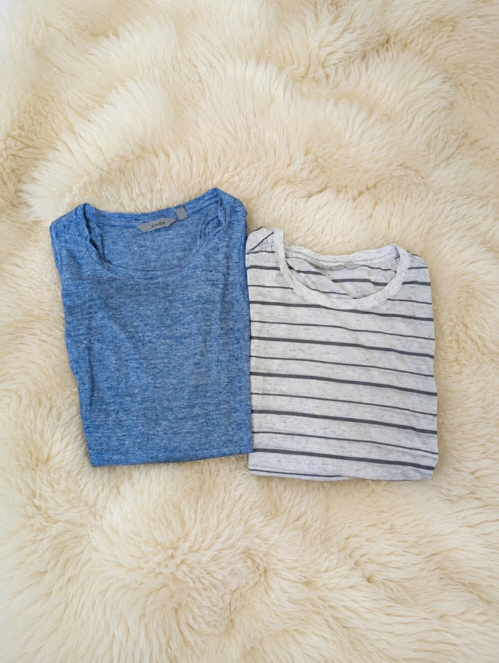 Bundle of 2 Athleta Women's Cami Tank Tops Size Medium Blue & Gray Striped Activ